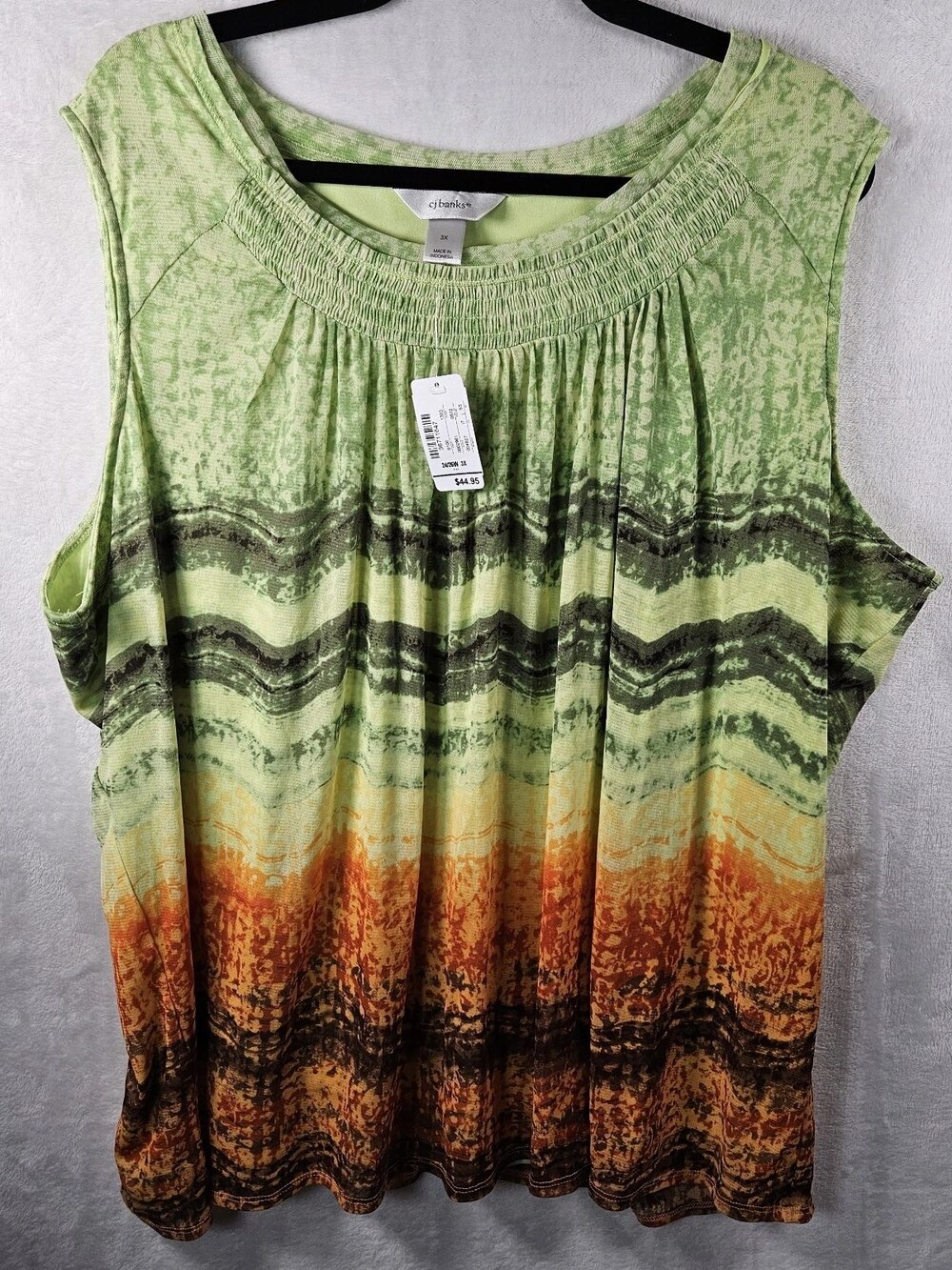 CJ Banks Sleeveless Tank Top Chevron Ombre Women's Plus Size 3X Festival Summer